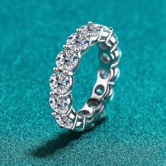 Certified Moissanite Diamond Eternity Ring Wedding Band 5mm 7 Ct - Picture 13 of 15